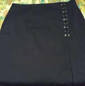 RALPH LAUREN Navy Blue Stretch Skirt with a Split
